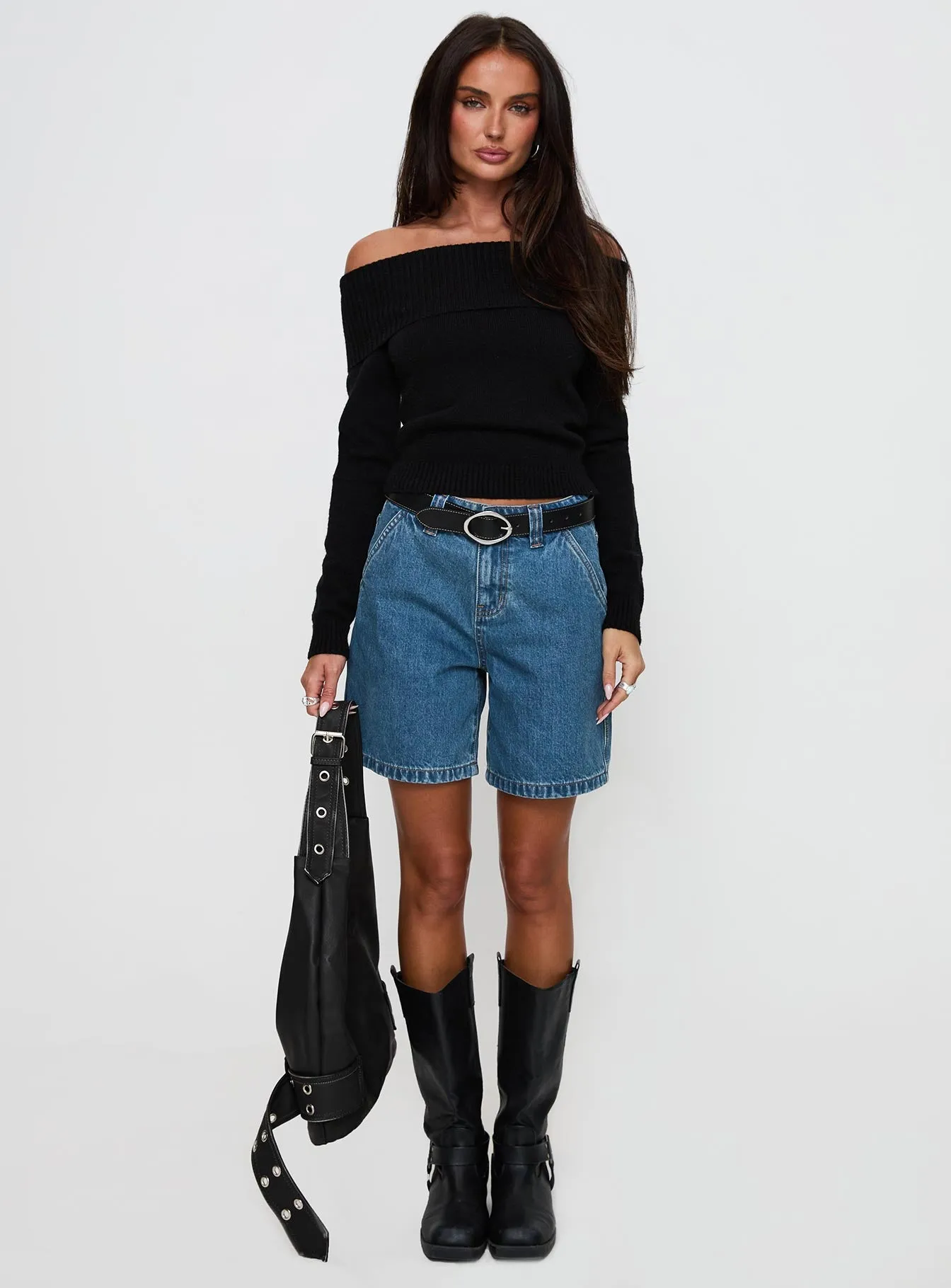 One For Me Off The Shoulder Long Sleeve Sweater Black sold by Princess Polly product image thumbnail 3