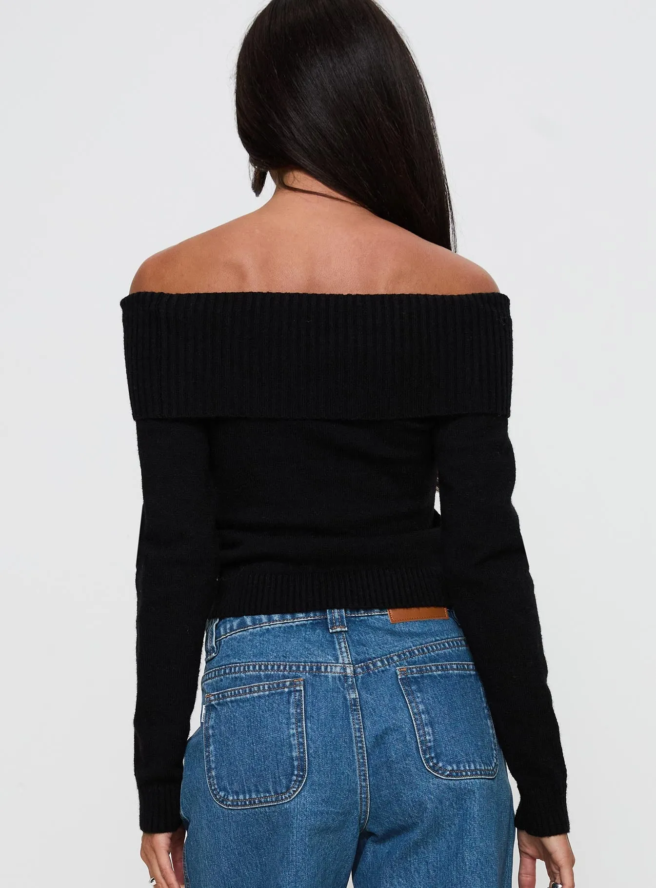 One For Me Off The Shoulder Long Sleeve Sweater Black sold by Princess Polly product image thumbnail 5
