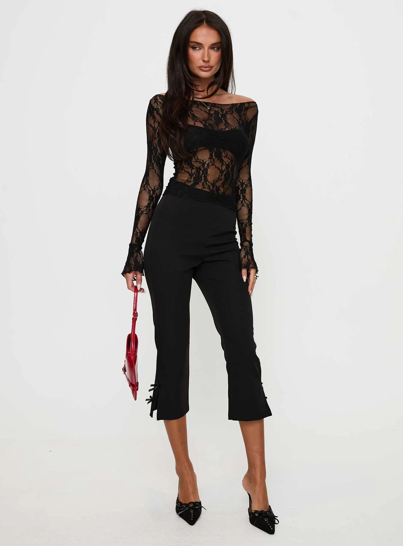 Junah Sheer Lace Long Sleeve Top Black sold by Princess Polly product image thumbnail 3