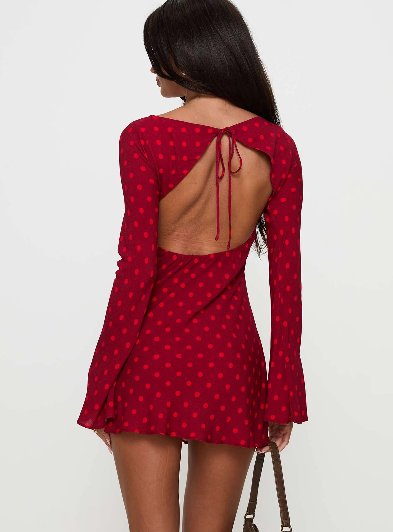 Good Graces Long Sleeve Mini Dress Red Dot sold by Princess Polly product image thumbnail 5