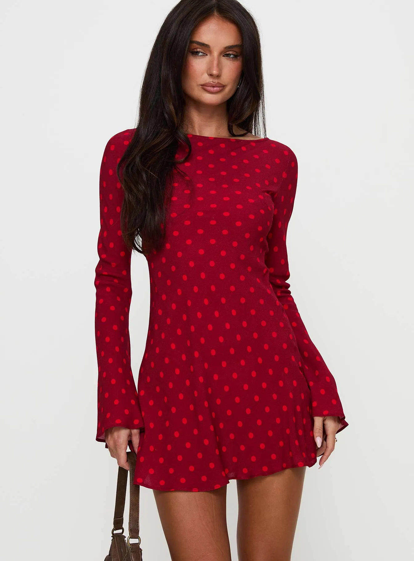 Good Graces Long Sleeve Mini Dress Red Dot sold by Princess Polly product image thumbnail 2