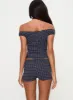 Drift Away Off The Shoulder Sleep Set Navy Dot sold by Princess Polly