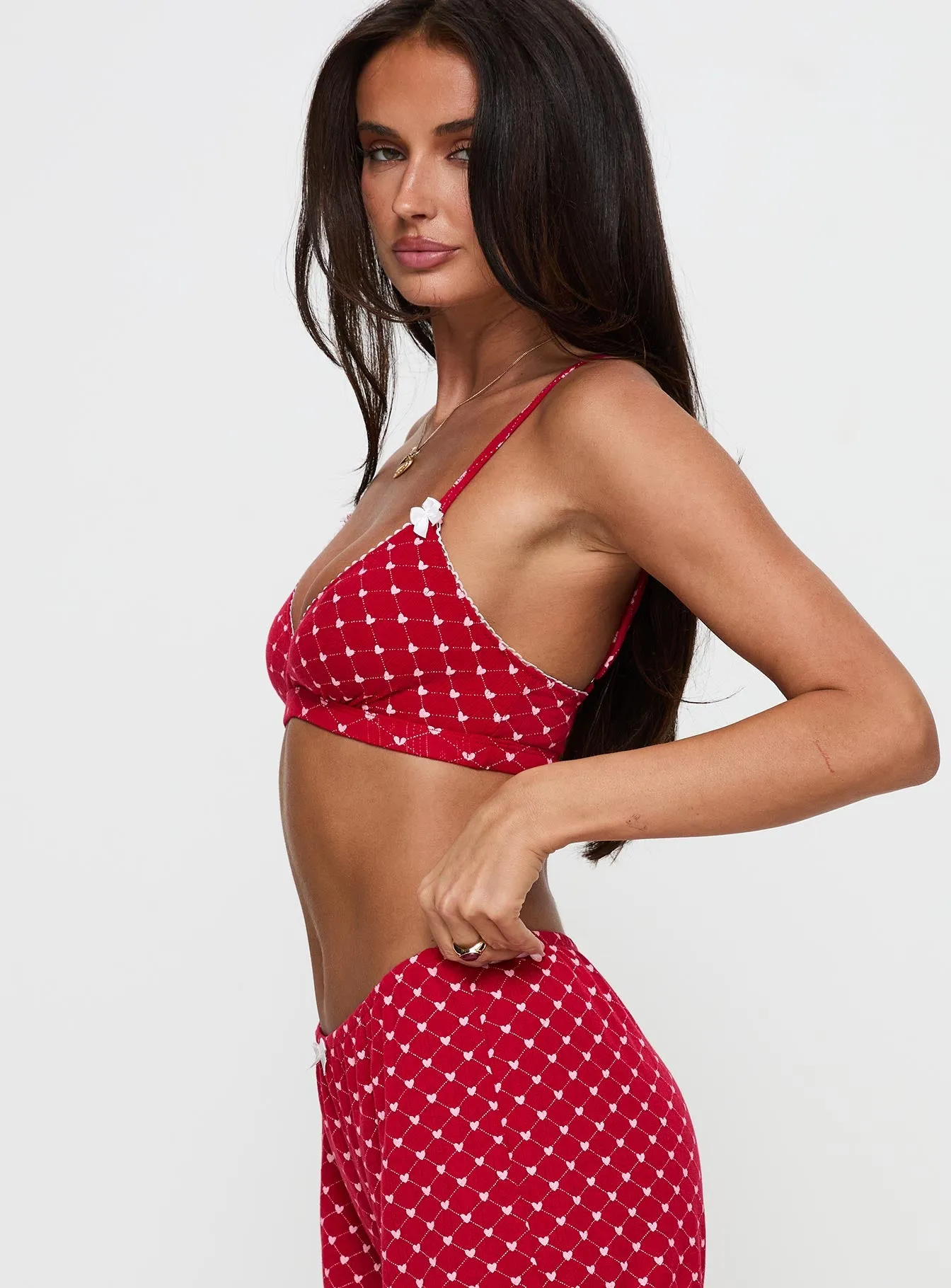 Slumber Pointelle Sleep Bralette Red sold by Princess Polly product image thumbnail 4