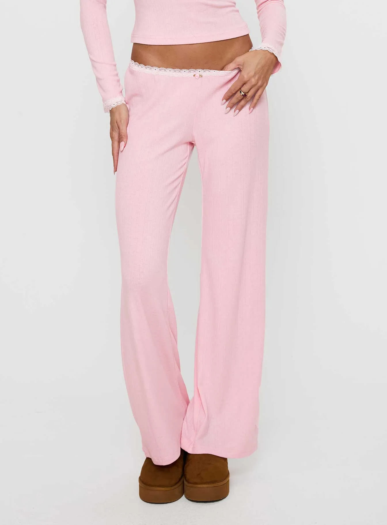 Whimsie Pointelle Sleep Pants Pink sold by Princess Polly product image thumbnail 2