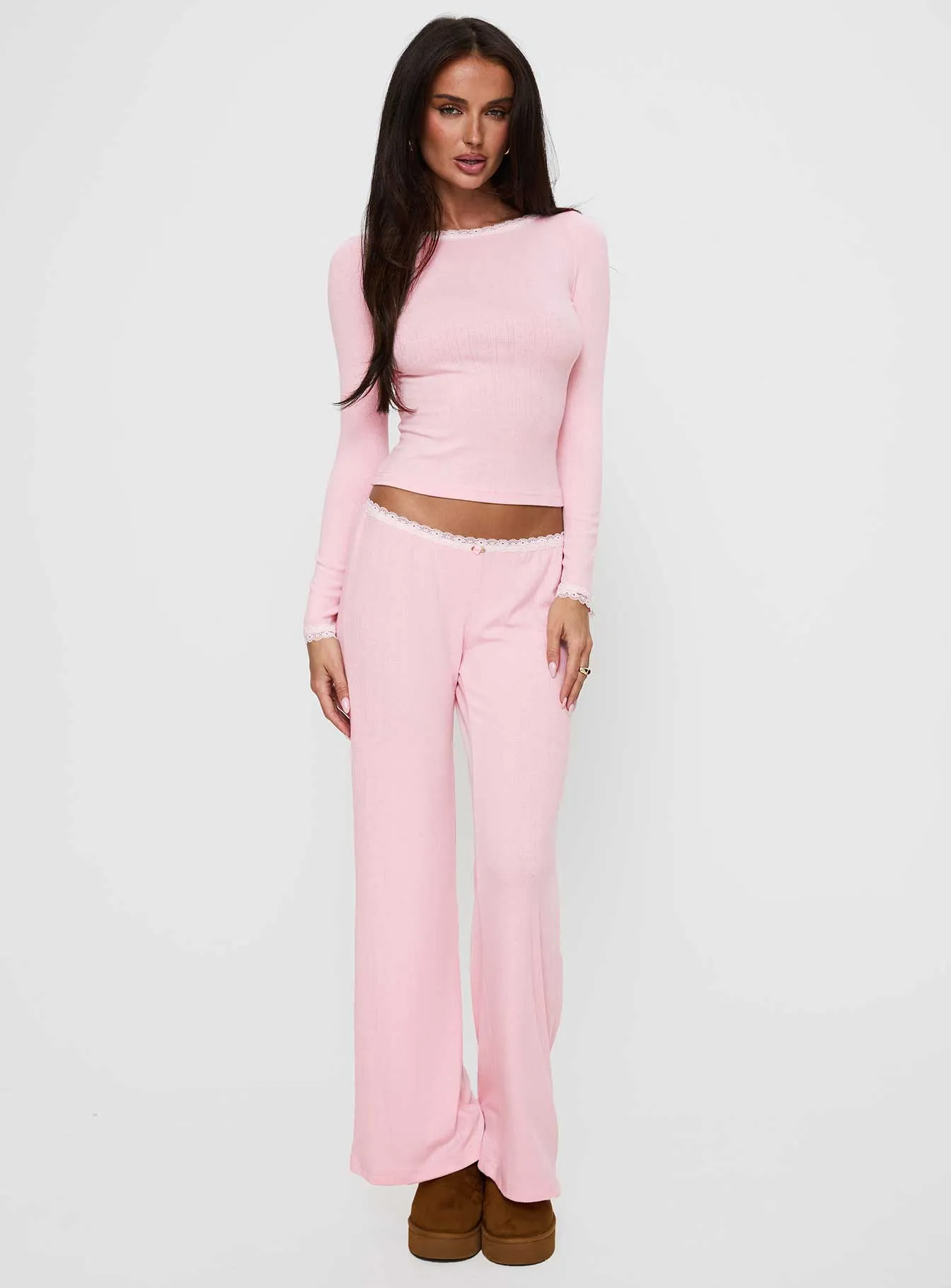 Whimsie Pointelle Sleep Pants Pink sold by Princess Polly product image thumbnail 3