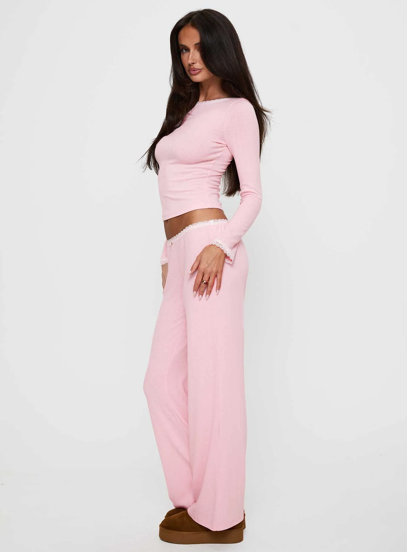 Whimsie Pointelle Sleep Pants Pink sold by Princess Polly product image thumbnail 4