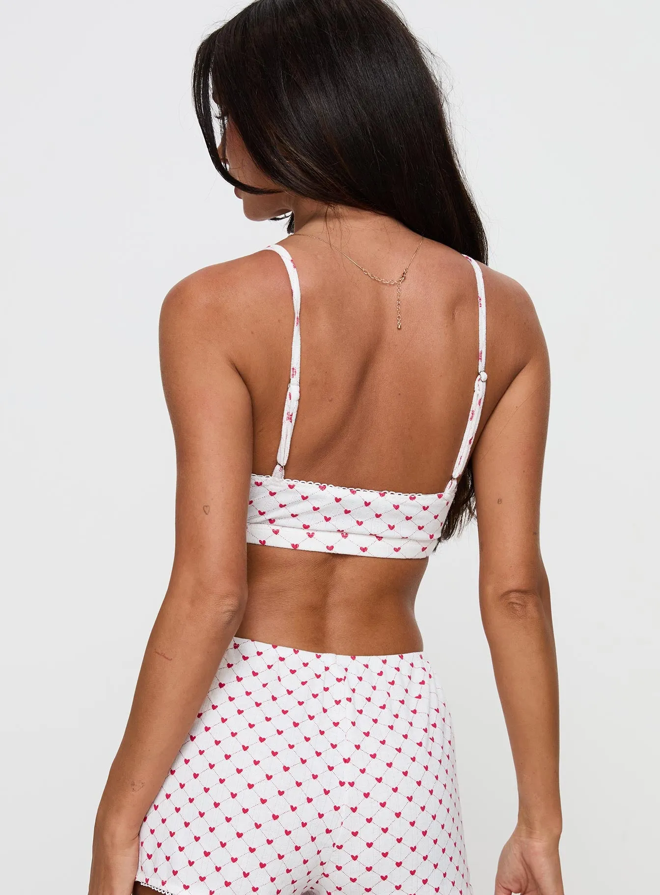 Slumber Pointelle Sleep Bralette White / Red sold by Princess Polly product image thumbnail 5