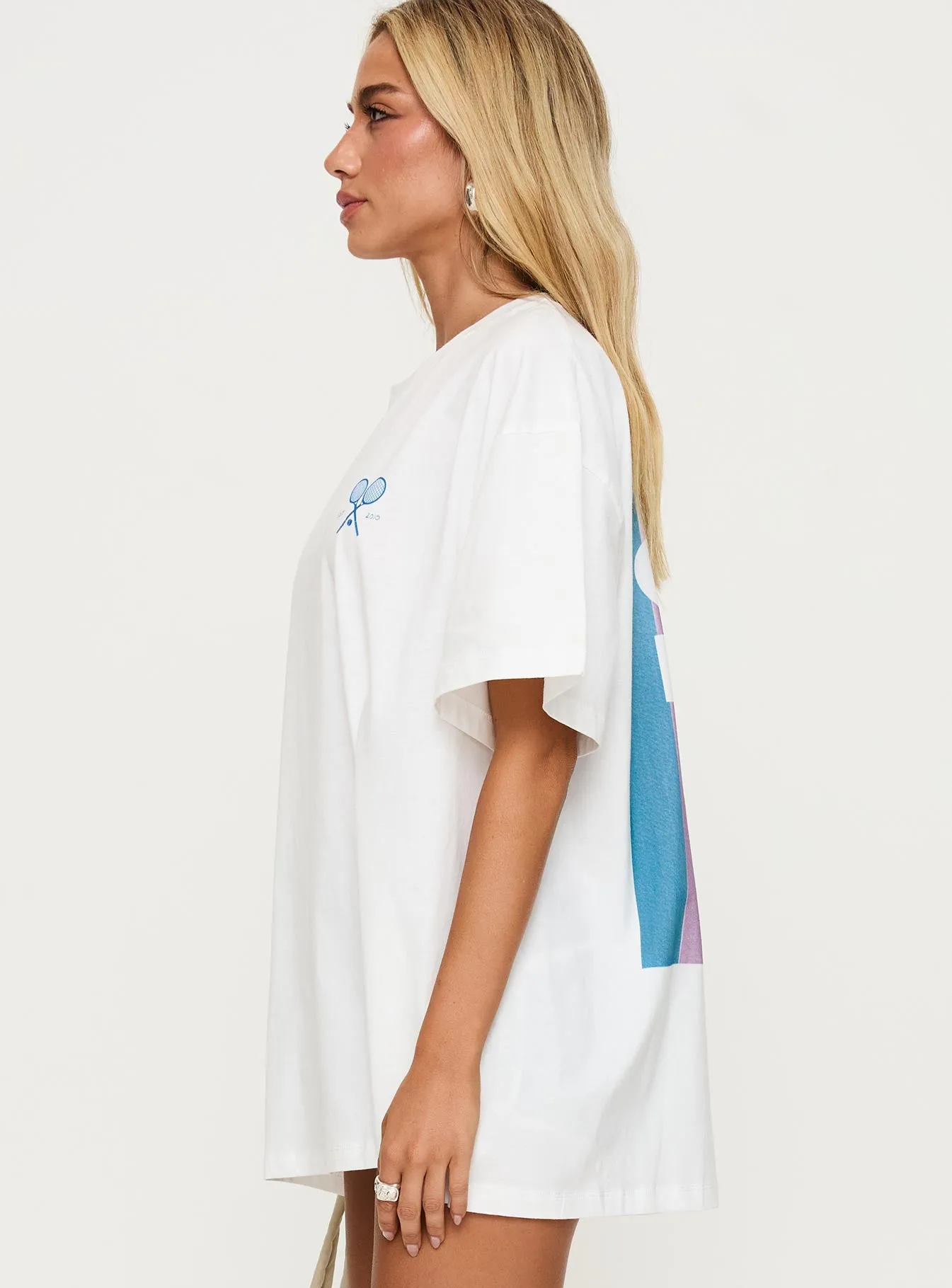Club Polly Oversized Tee White sold by Princess Polly product image thumbnail 4