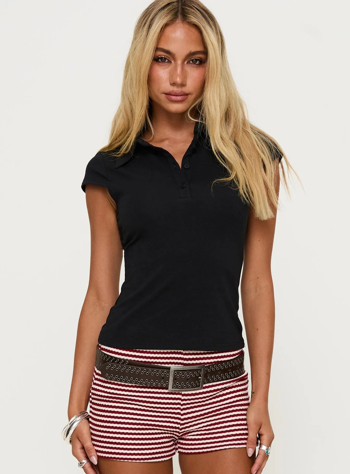 Prodigy Collared Polo Top Black sold by Princess Polly product image thumbnail 2
