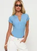Kerra Short Sleeve Bodysuit Blue sold by Princess Polly