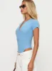 Kerra Short Sleeve Bodysuit Blue sold by Princess Polly