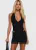 On Your Mind Halter Mesh Mini Dress Black sold by Princess Polly