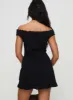 Mirrorball Off The Shoulder Mini Dress Black sold by Princess Polly