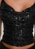 Strobe Lights Cowl Neck Top Black Glitter sold by Princess Polly
