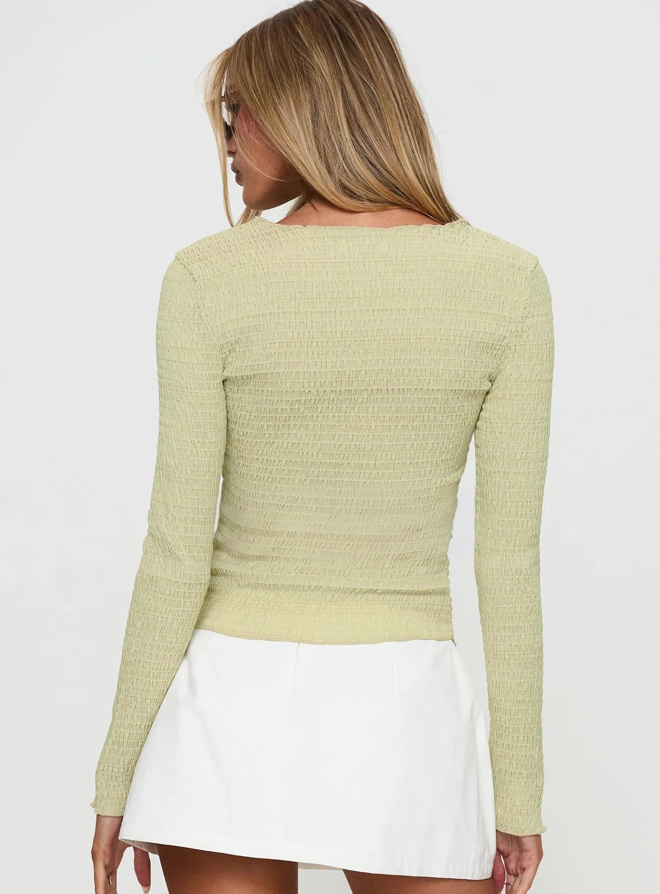 Murphey Ruched Long Sleeve Top Green sold by Princess Polly product image thumbnail 4