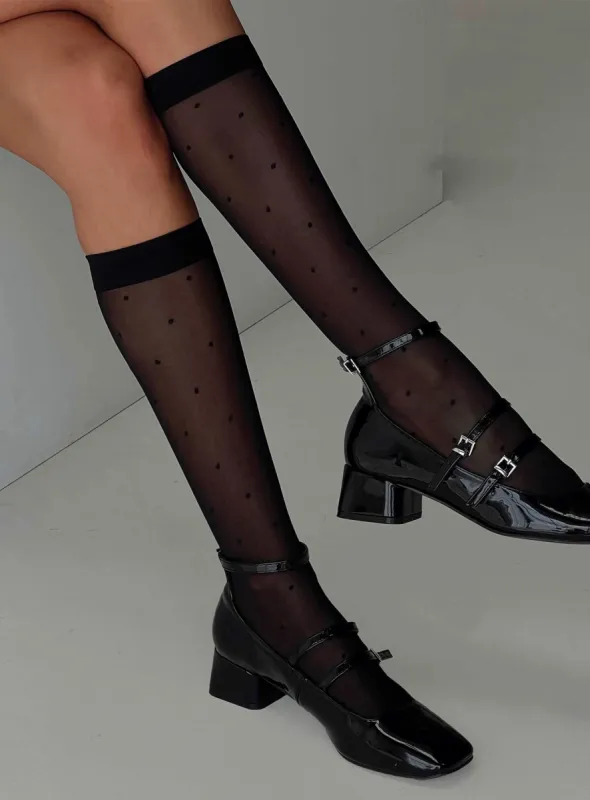 Audley Sheer Knee High Socks Black sold by Princess Polly