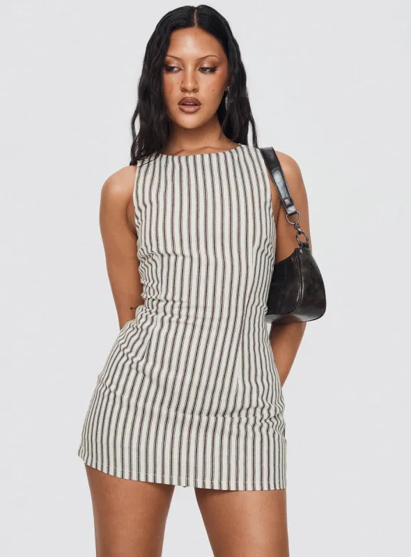 Yumiko Romper Brown Stripe Petite sold by Princess Polly