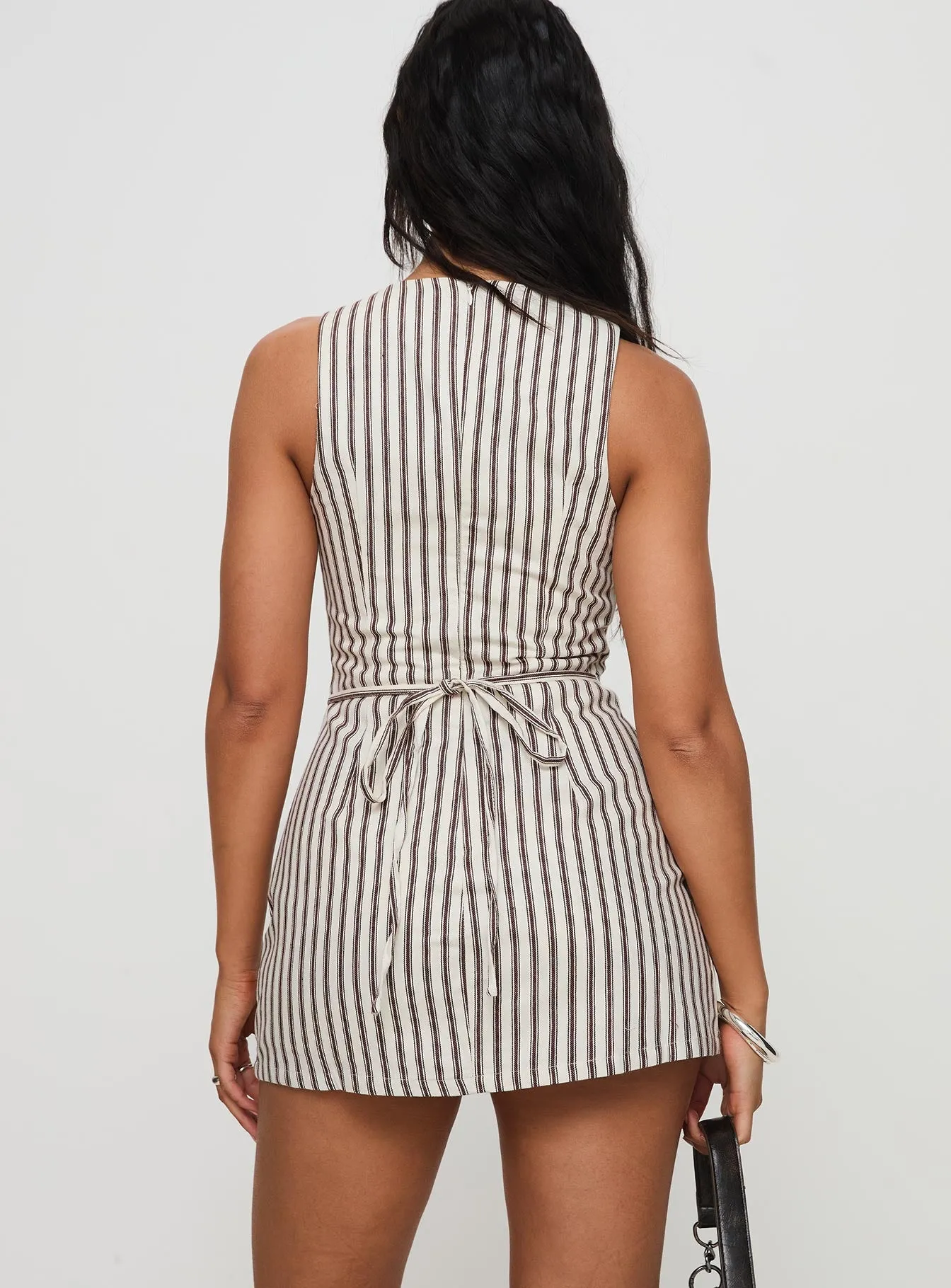 Yumiko Romper Brown Stripe Tall sold by Princess Polly product image thumbnail 5