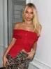 Azusa Off The Shoulder Top Red sold by Princess Polly