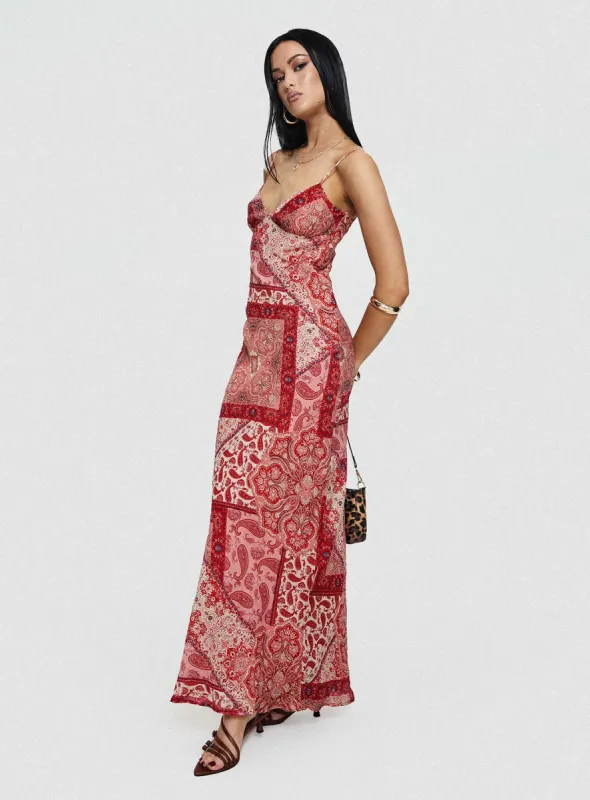 Sugar Plum Maxi Dress Red Paisley sold by Princess Polly