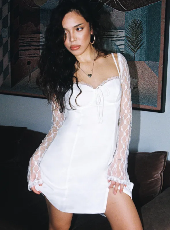 Ashwood Lace Sleeve Mini Dress White Petite sold by Princess Polly