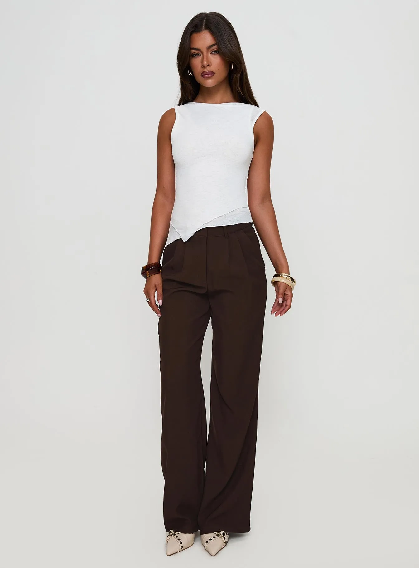 Ambient Wide Leg Pant Chocolate sold by Princess Polly product image thumbnail 3