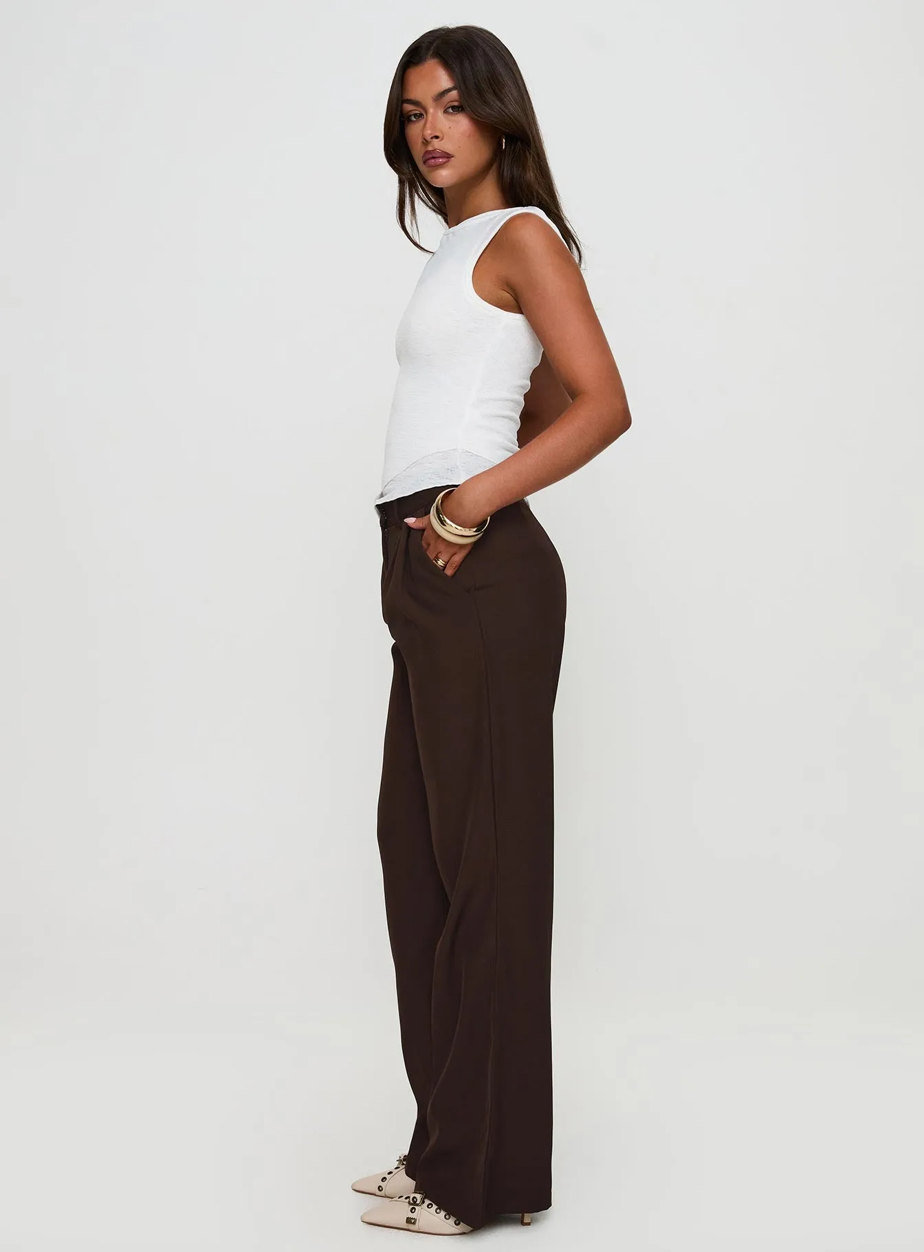 Ambient Wide Leg Pant Chocolate sold by Princess Polly product image thumbnail 4