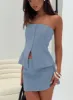 Lavish Living Strapless Top Blue sold by Princess Polly