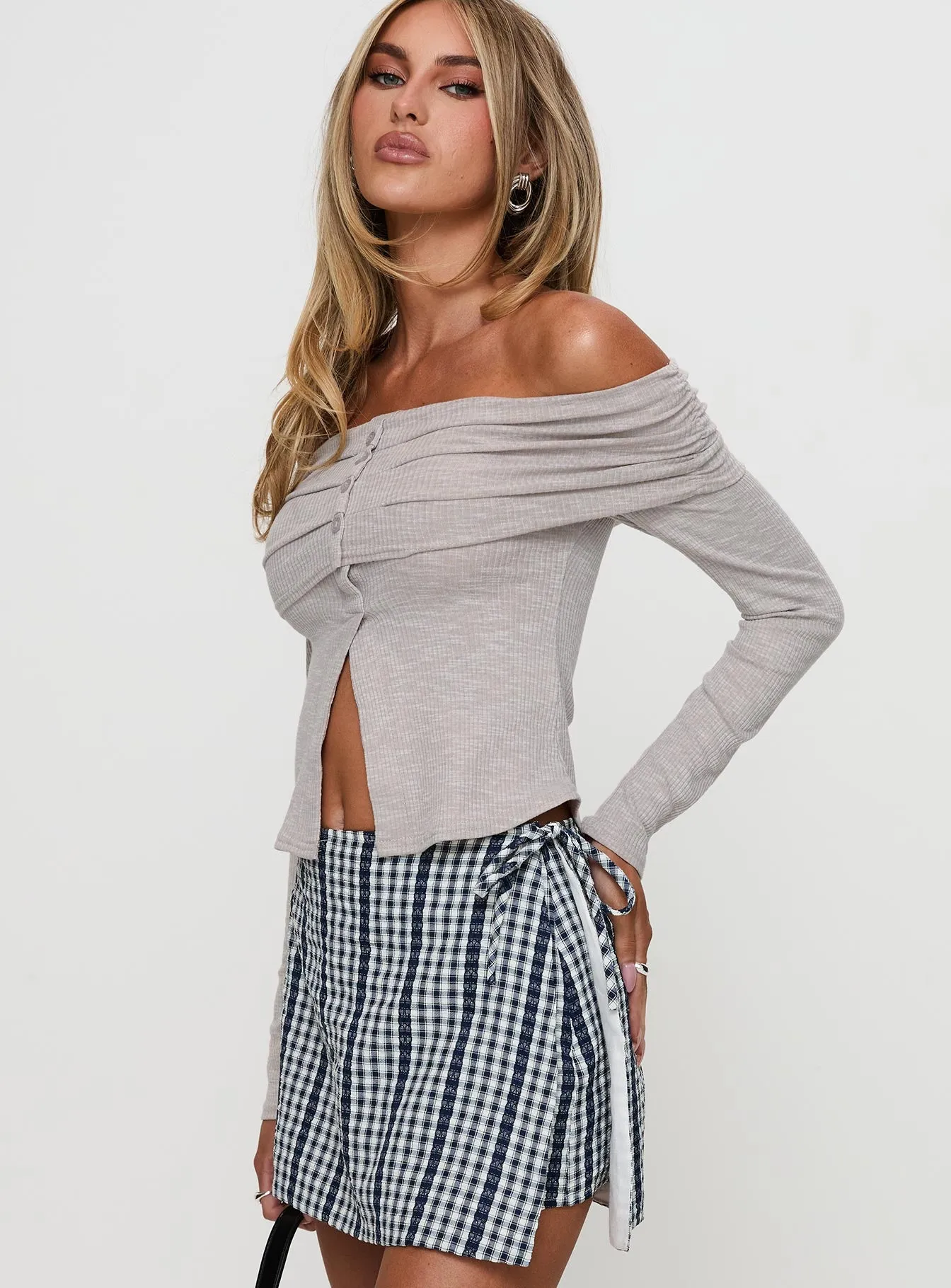 Victorea Off Shoulder Top Grey sold by Princess Polly product image thumbnail 4