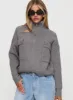 Too Busy Zip Up Sweater Grey sold by Princess Polly