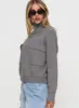 Too Busy Zip Up Sweater Grey sold by Princess Polly