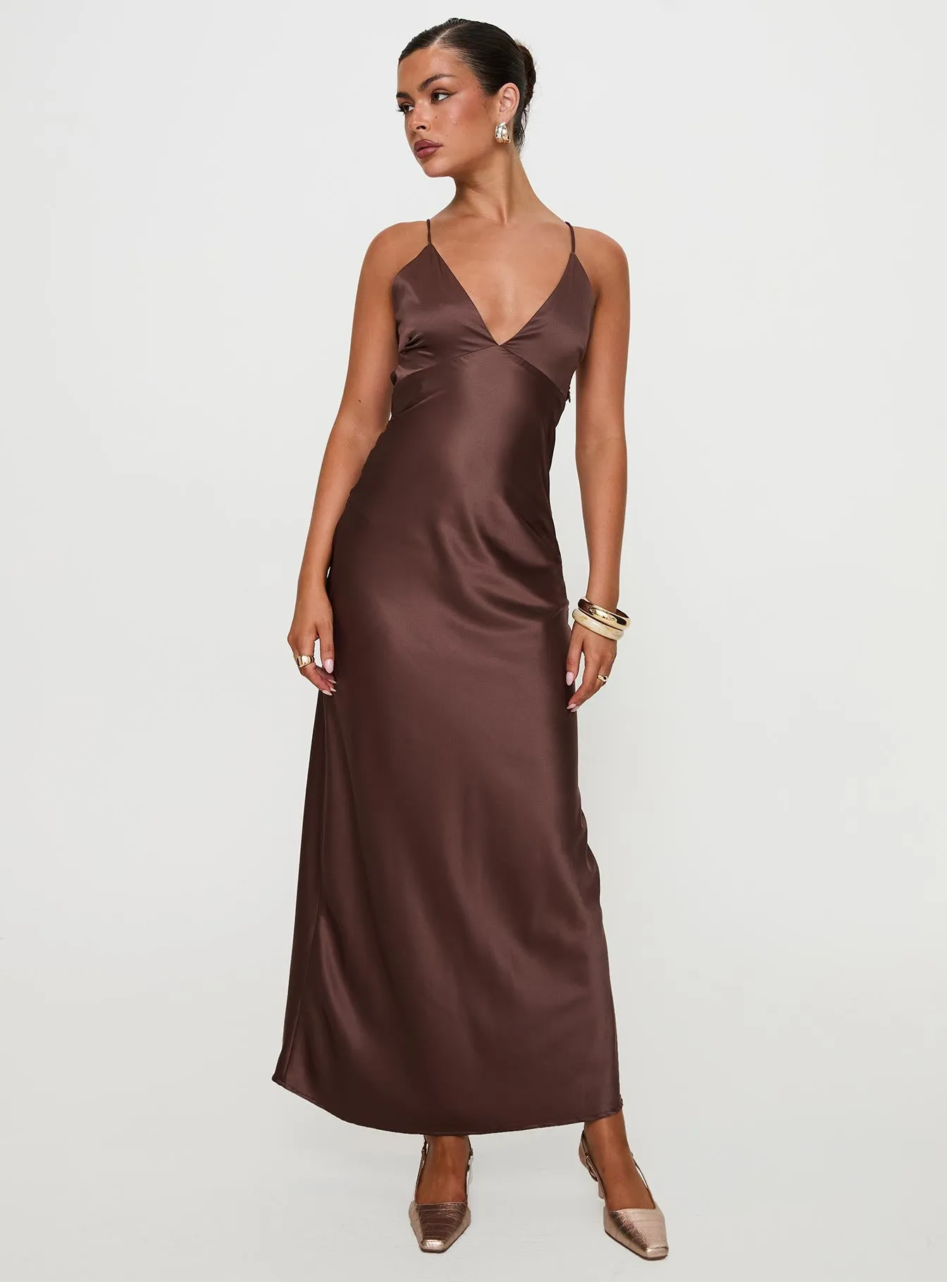 Angels Only Maxi Dress Chocolate sold by Princess Polly product image thumbnail 2