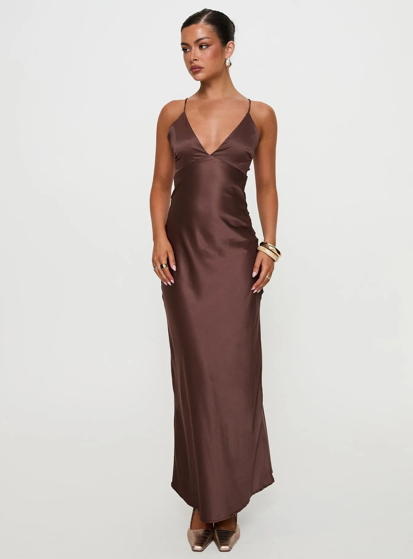 Angels Only Maxi Dress Chocolate sold by Princess Polly product image thumbnail 3