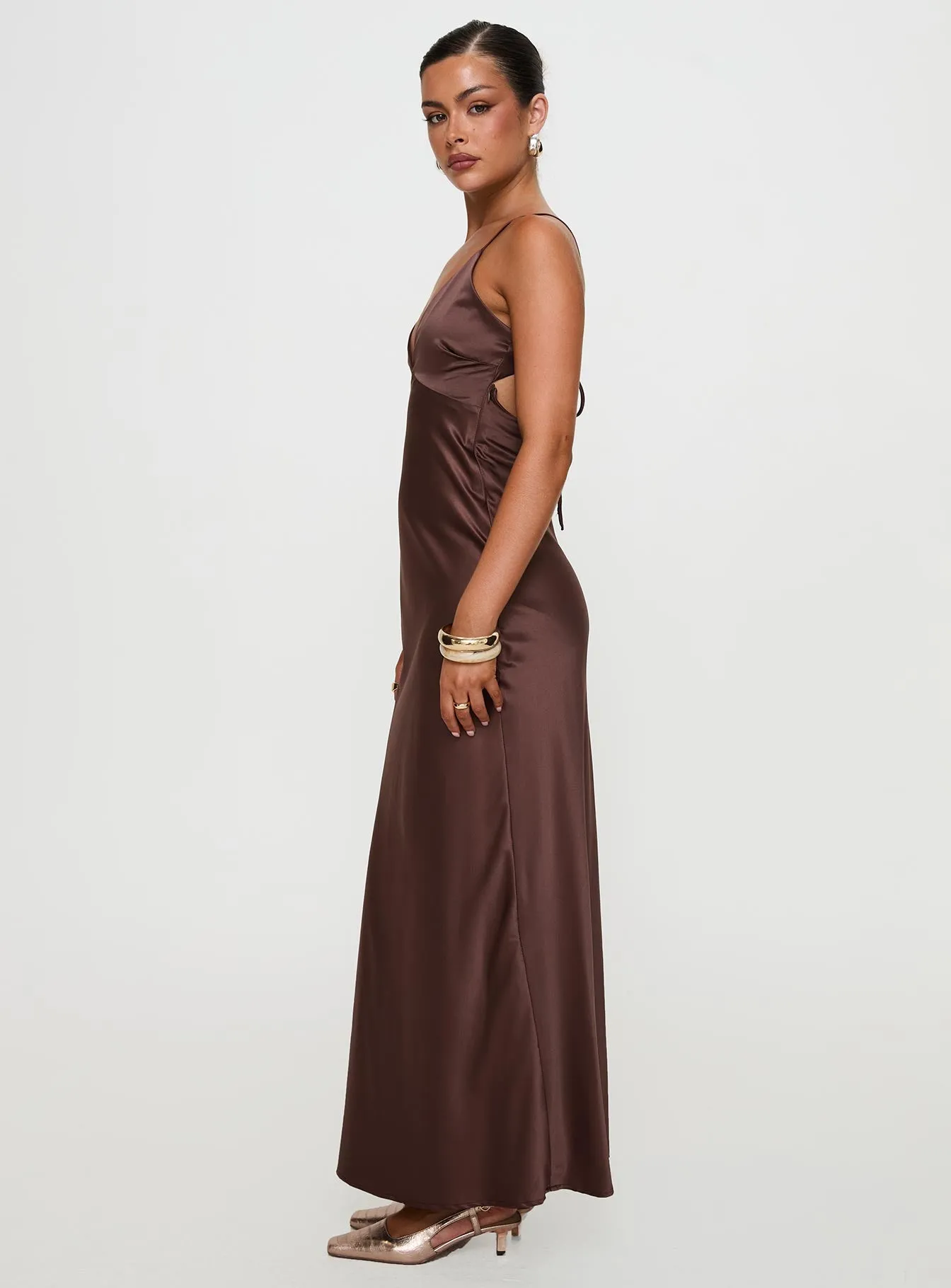 Angels Only Maxi Dress Chocolate sold by Princess Polly product image thumbnail 4