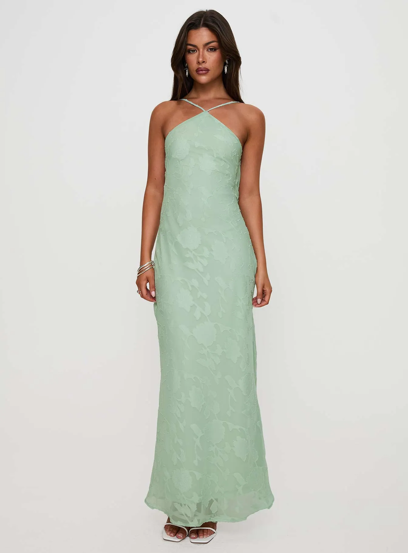 Zoelle Halter Maxi Dress Sage sold by Princess Polly product image thumbnail 2
