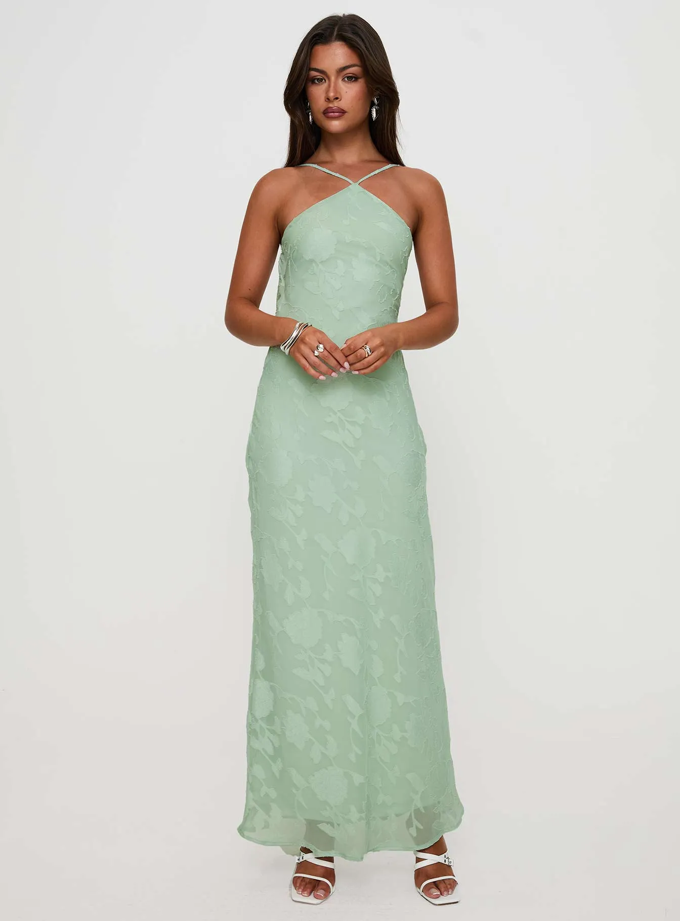 Zoelle Halter Maxi Dress Sage sold by Princess Polly product image thumbnail 3