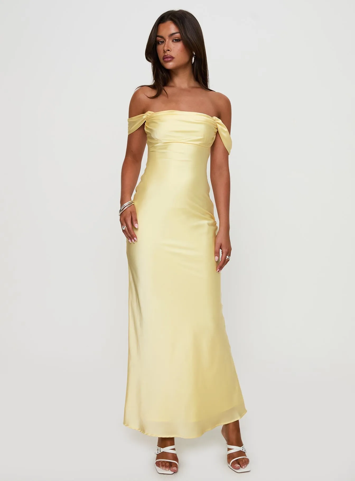 Azura Off The Shoulder Maxi Dress Yellow sold by Princess Polly product image thumbnail 3