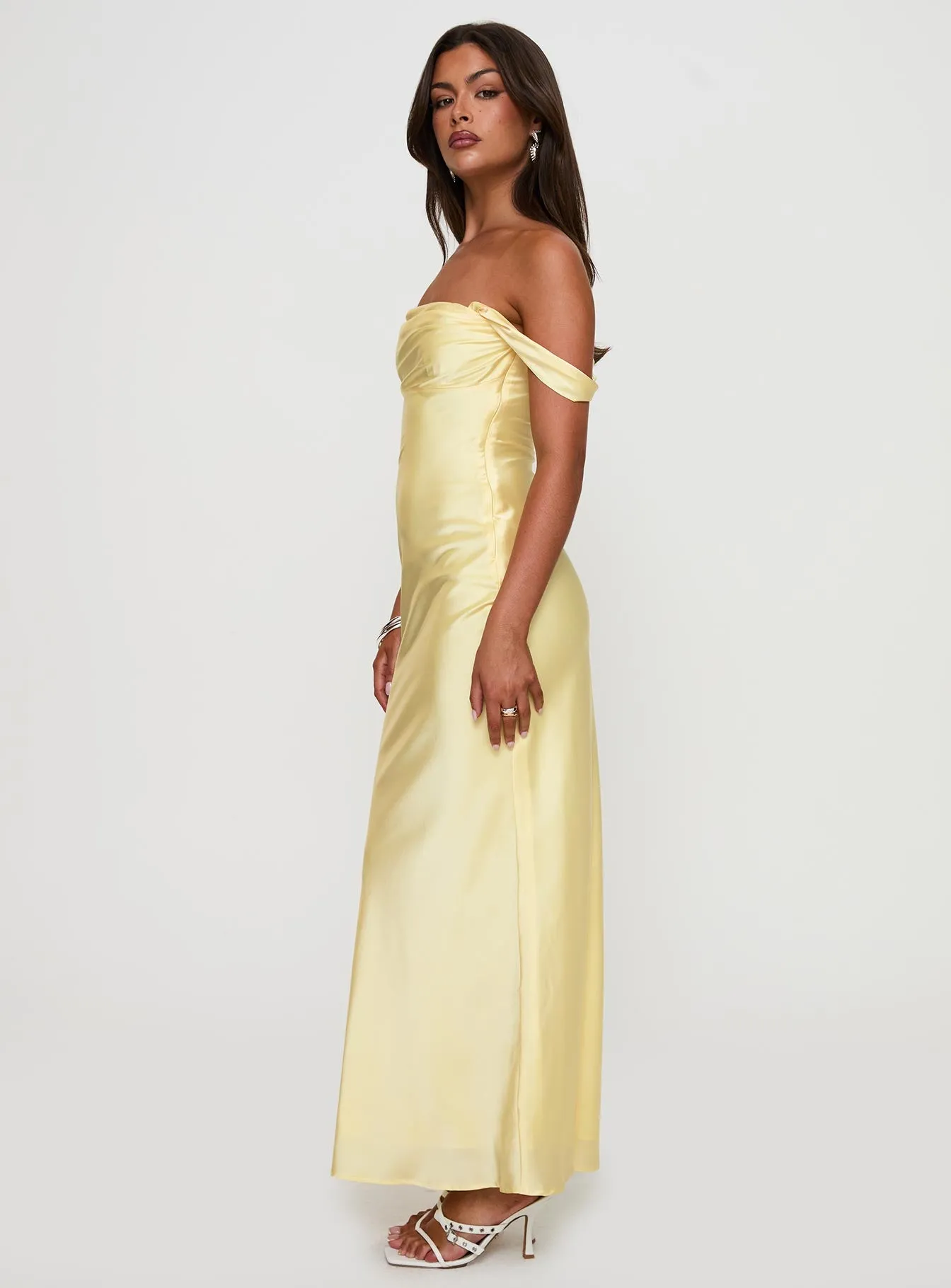 Azura Off The Shoulder Maxi Dress Yellow sold by Princess Polly product image thumbnail 4