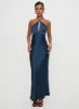Limosina Halter Maxi Dress Navy sold by Princess Polly