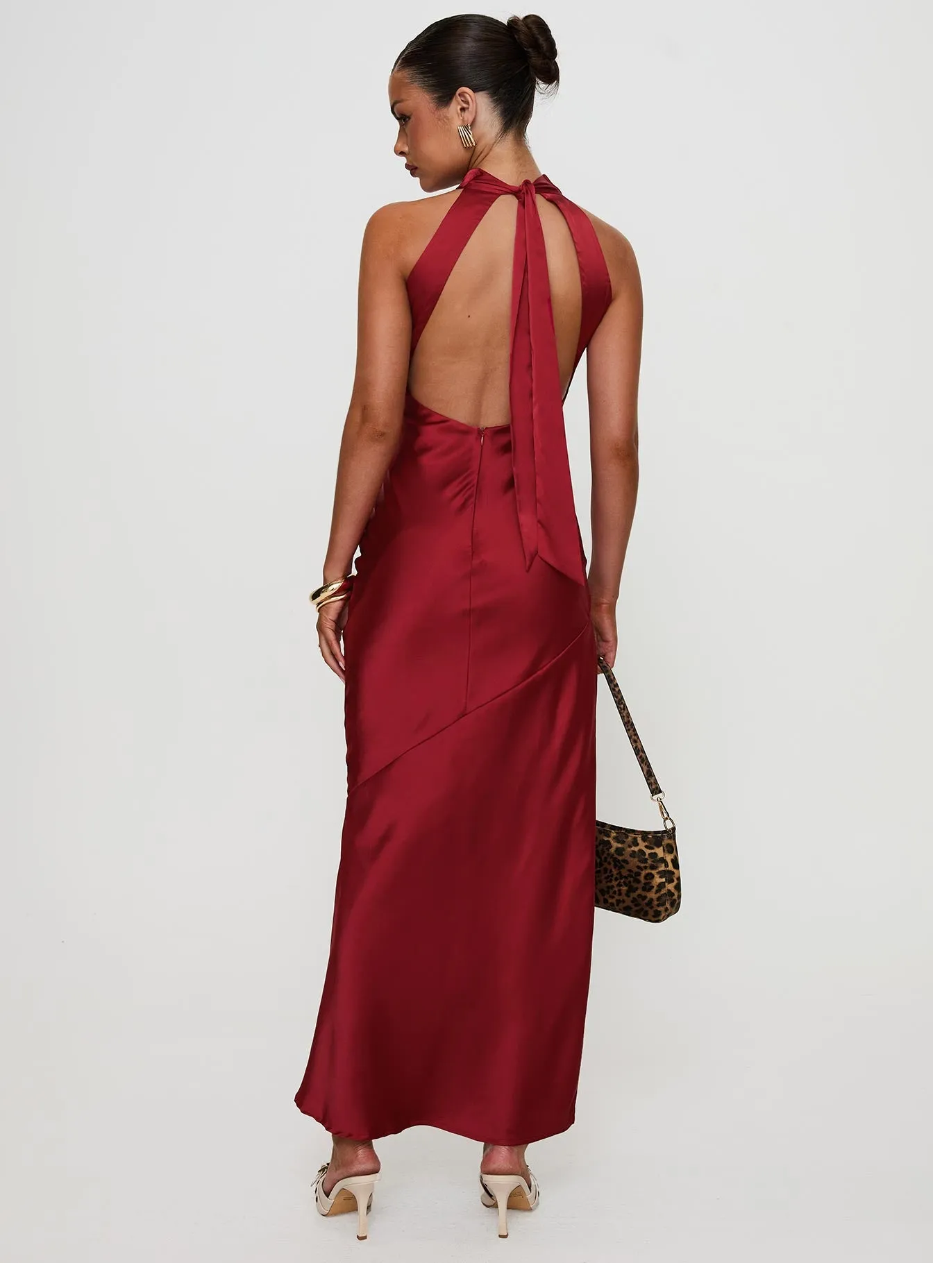 Mordecai Halter Maxi Dress Burgundy sold by Princess Polly product image thumbnail 5