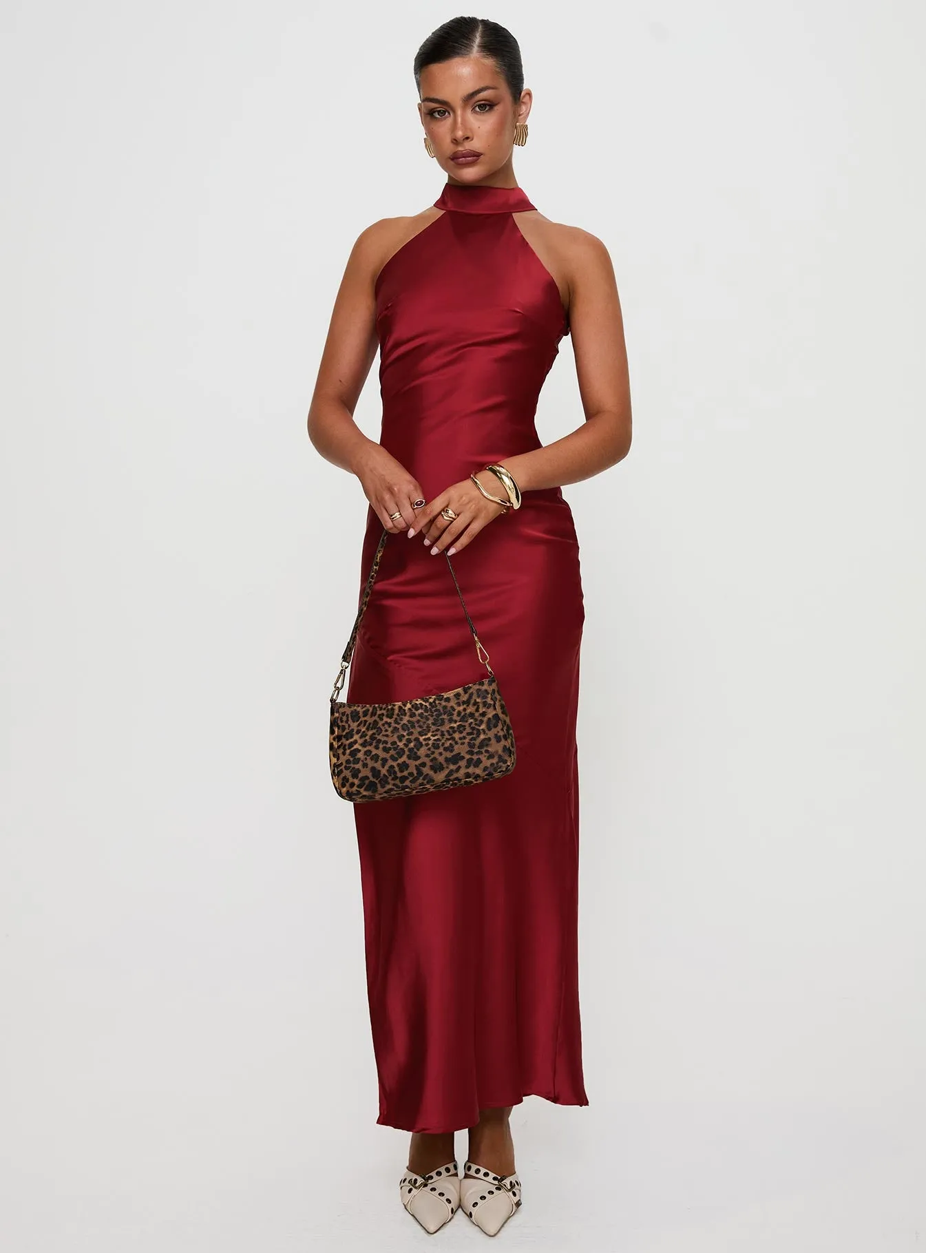 Mordecai Halter Maxi Dress Burgundy sold by Princess Polly product image thumbnail 2
