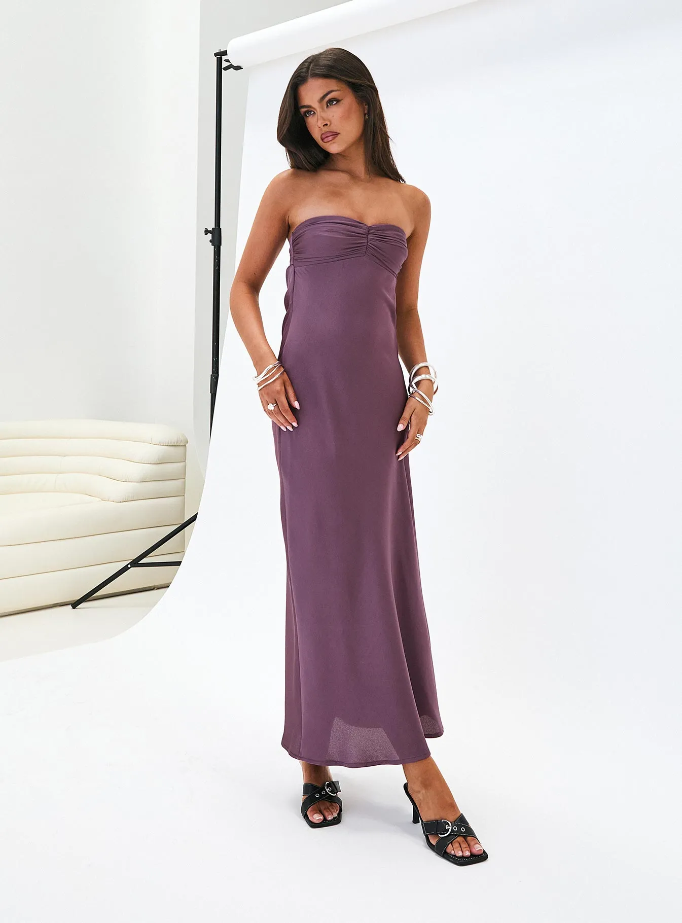 Maryska Strapless Maxi Dress Purple sold by Princess Polly
