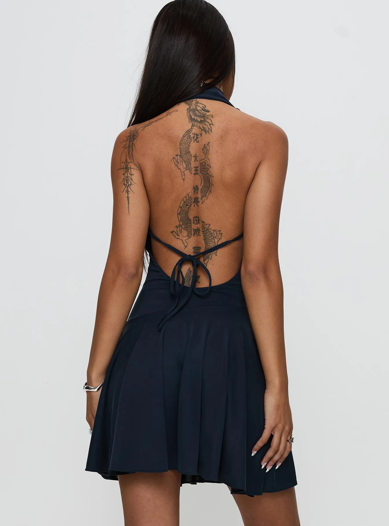 Body Heat Cowl Mini Dress Navy sold by Princess Polly product image thumbnail 5