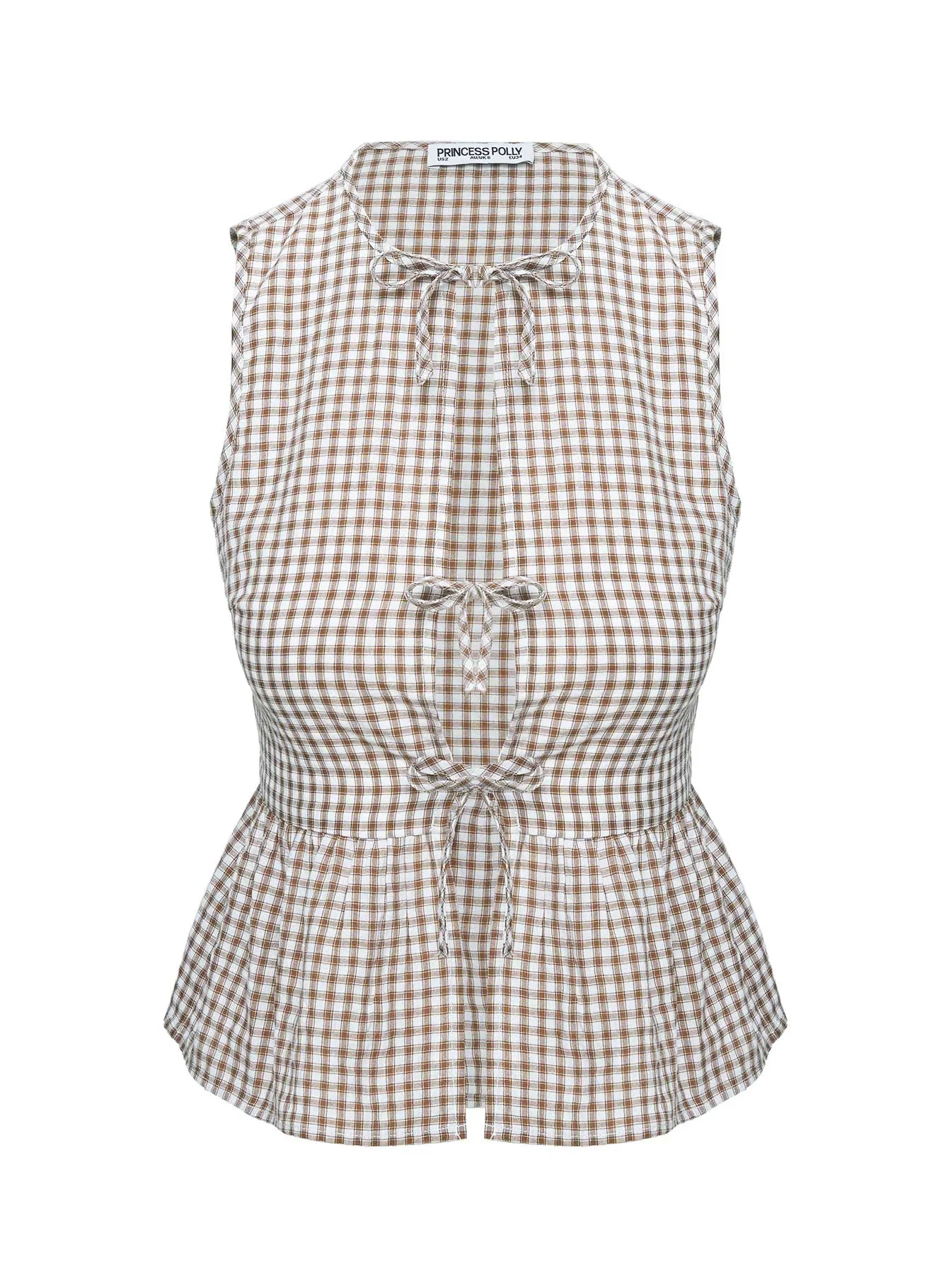 Rosellah Tie Up Top Brown Check sold by Princess Polly product image thumbnail 5