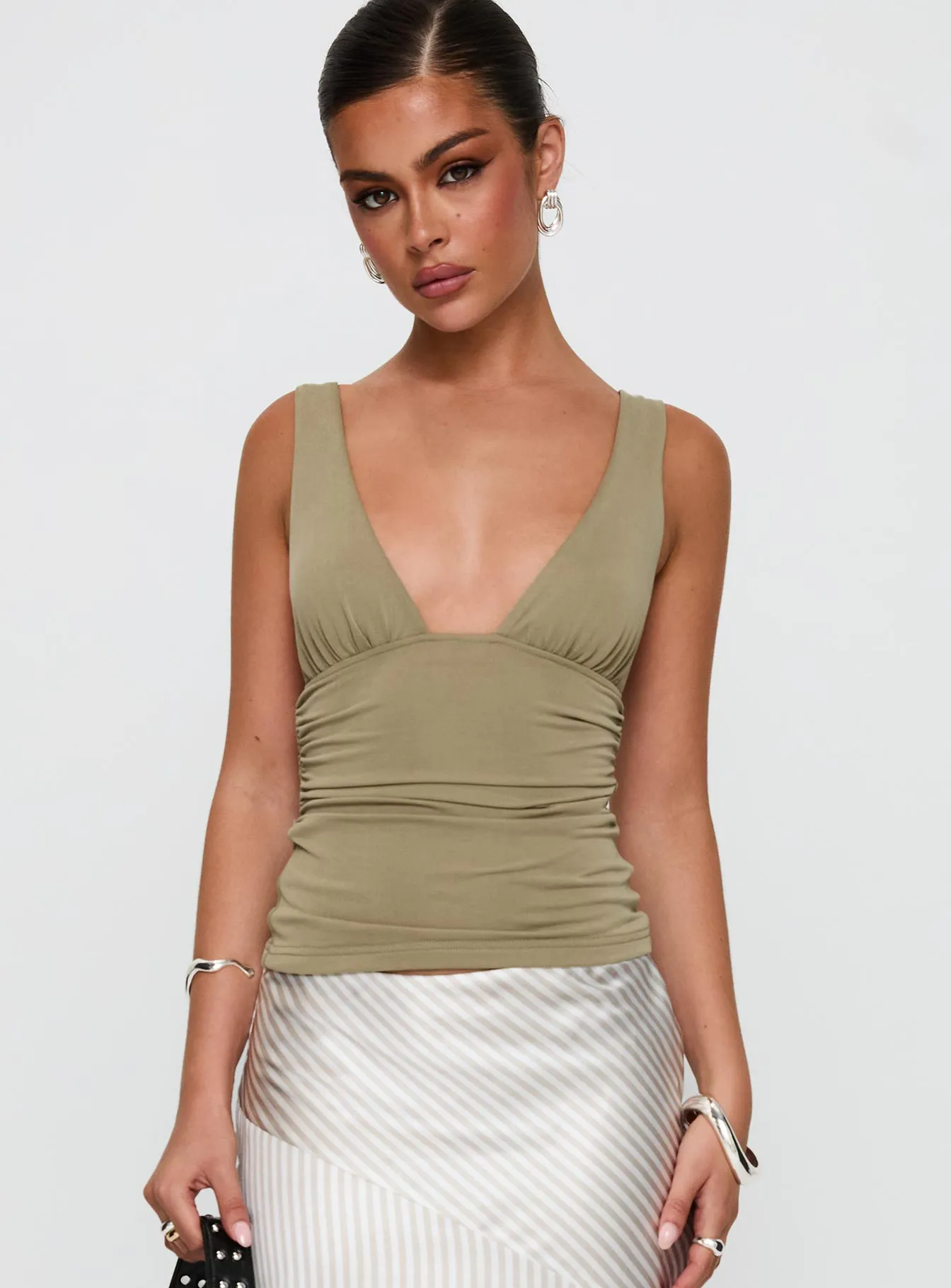 Sublime Ruched Top Green sold by Princess Polly product image thumbnail 2