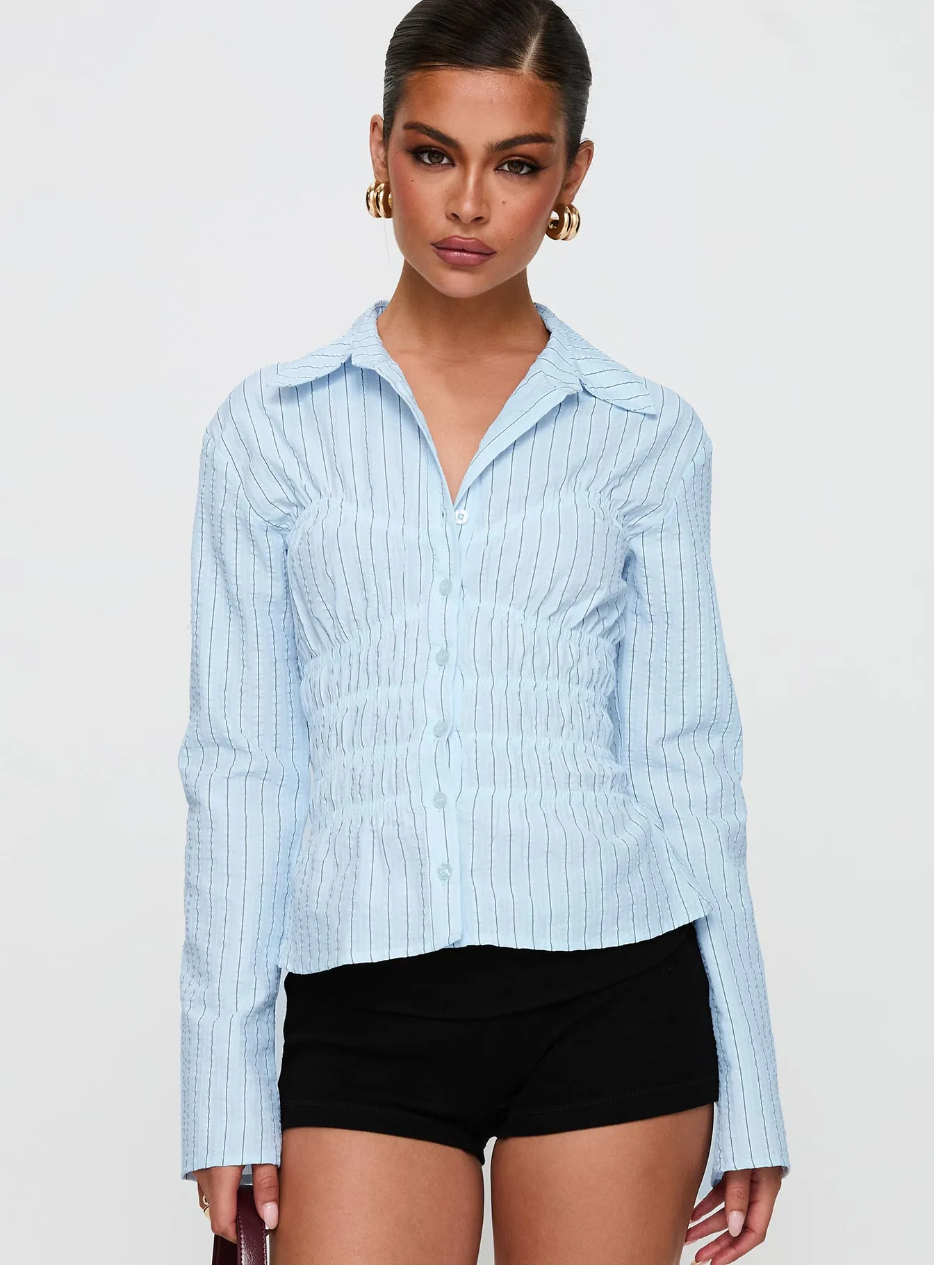 Liesel Shirred Long Sleeve Top Stripe sold by Princess Polly product image thumbnail 2