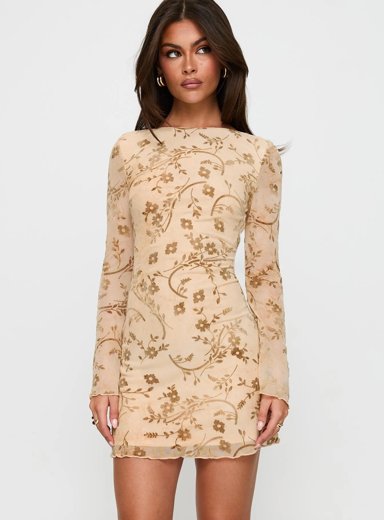 Folklore Long Sleeve Mini Dress Cream sold by Princess Polly product image thumbnail 2