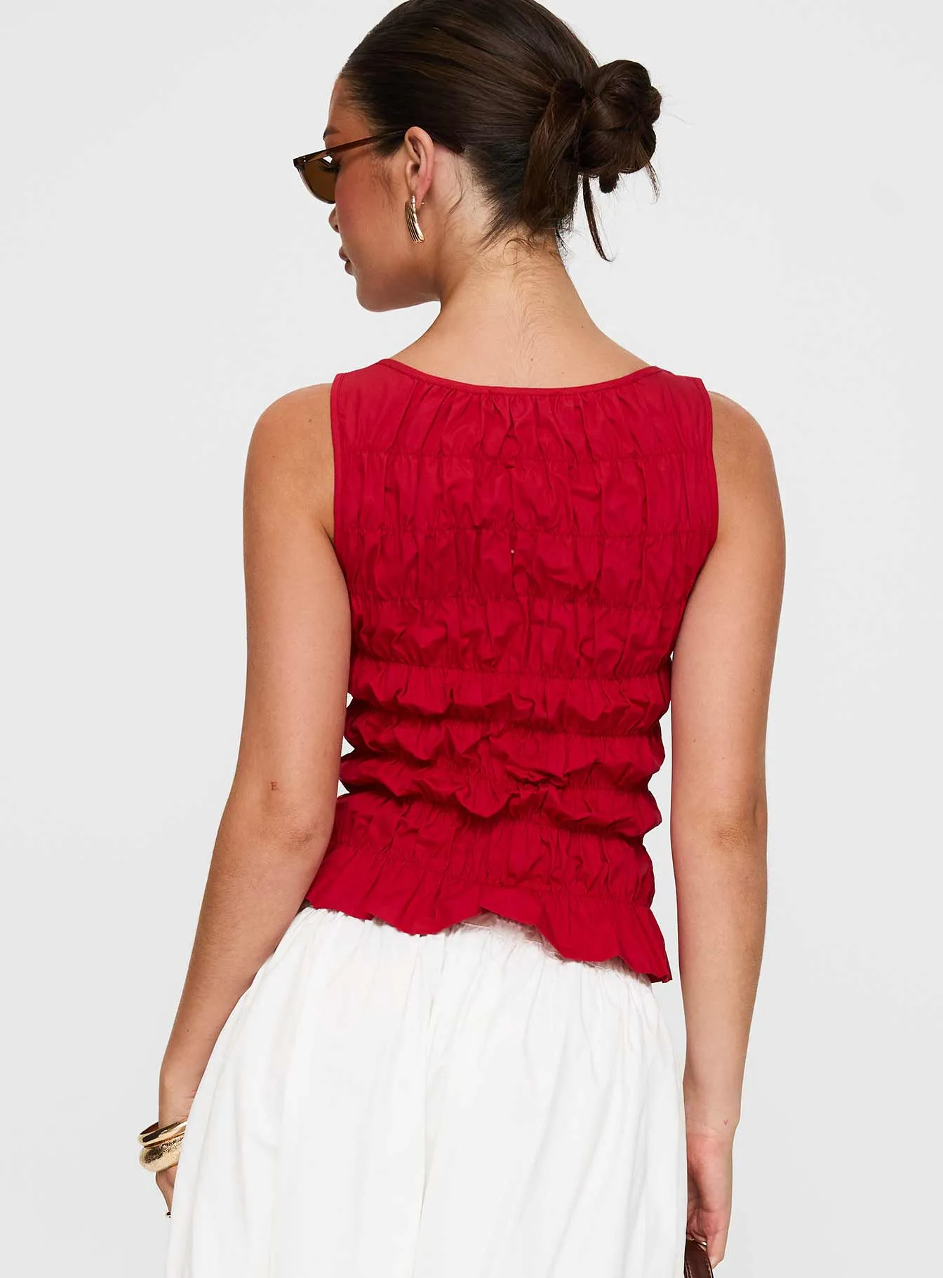 Marleene Shirred Top Red sold by Princess Polly product image thumbnail 5