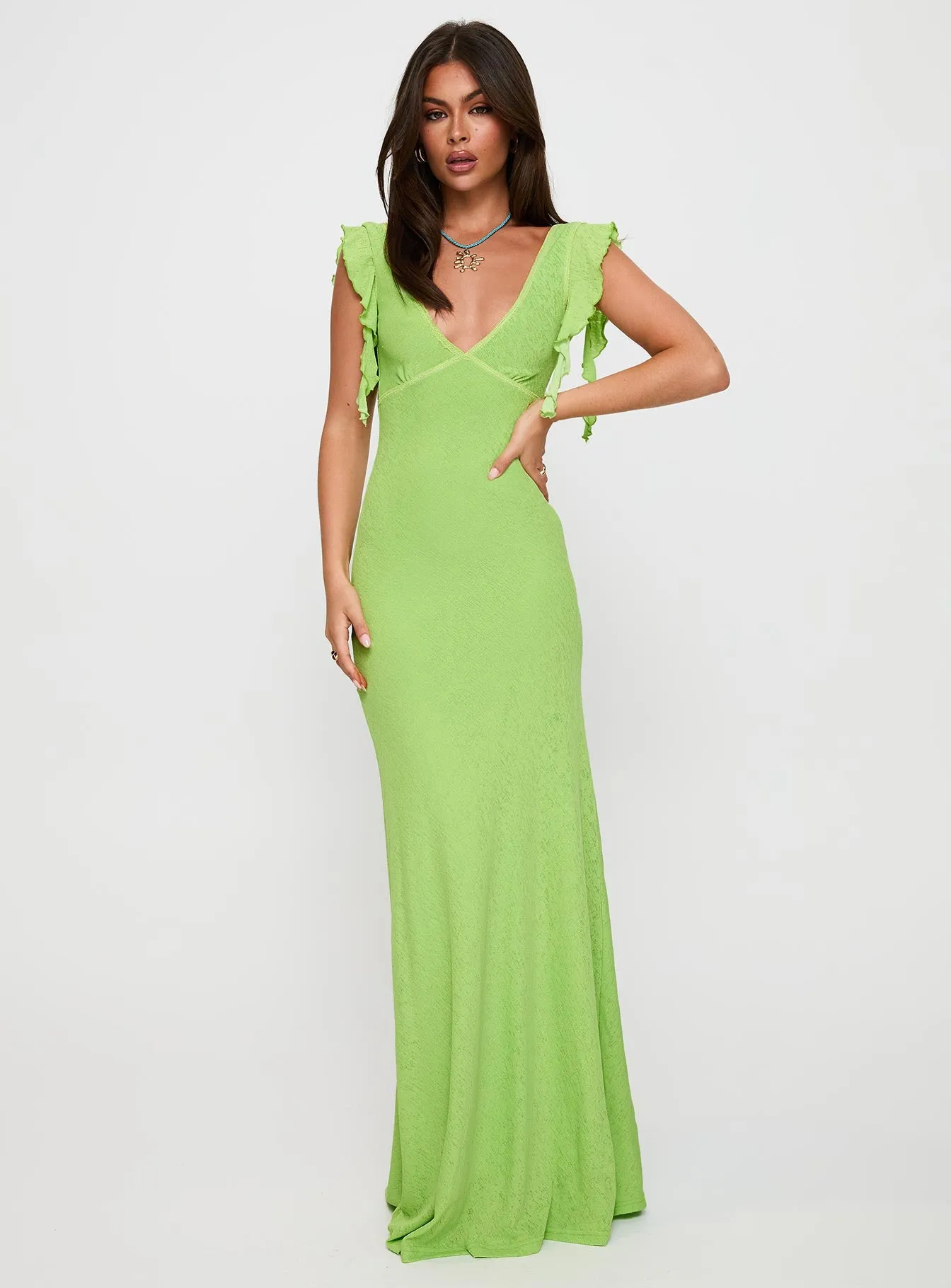 Soleila Maxi Dress Green Tonal sold by Princess Polly product image thumbnail 2