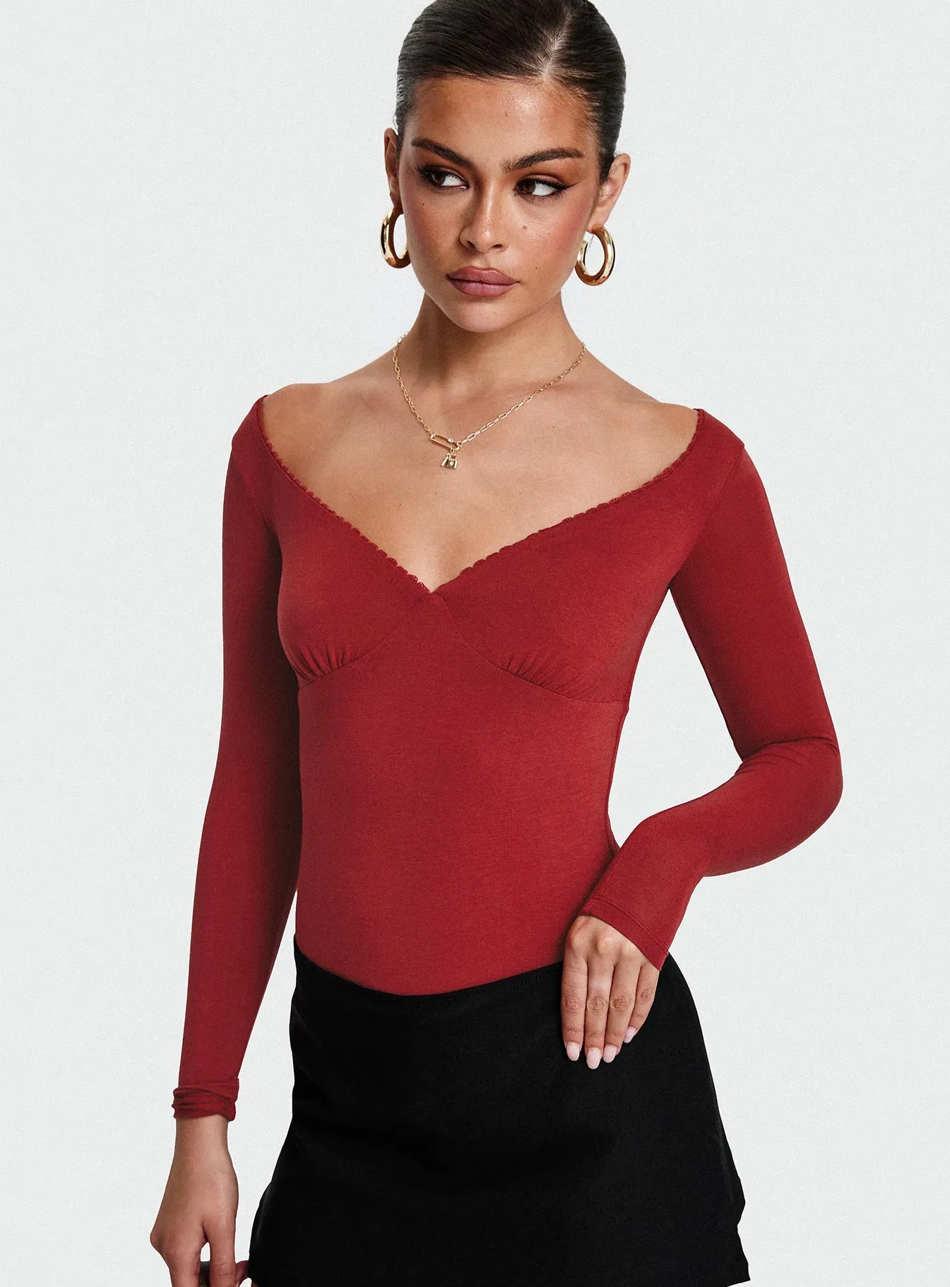 Loveydove Bodysuit Burgundy sold by Princess Polly